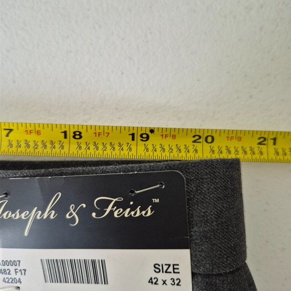 Joseph‎ & Feiss Pants Mens 41x31 (T42x32) Gray Poly Wool Classic Fit  Dress NEW - Picture 10 of 13